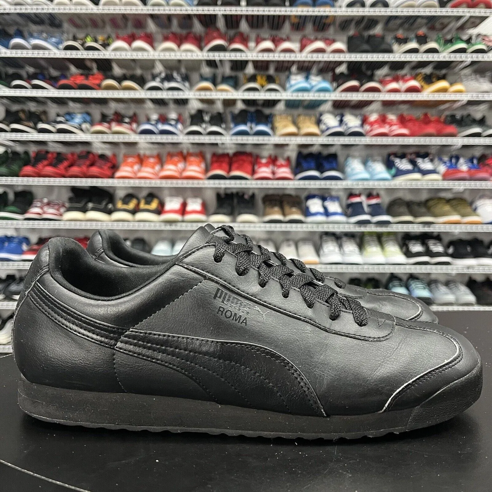 Men's Puma Roma Basic Black-Black 353572 17 Men's Size 11