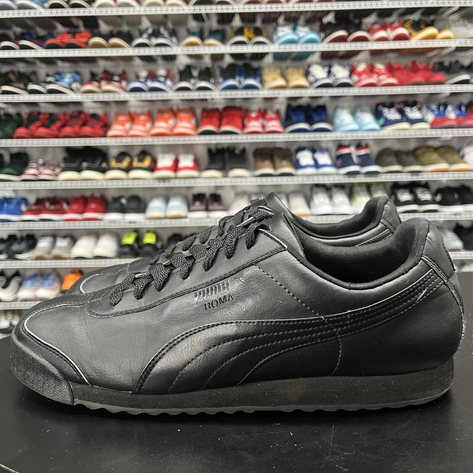 Men's Puma Roma Basic Black-Black 353572 17 Men's Size 11