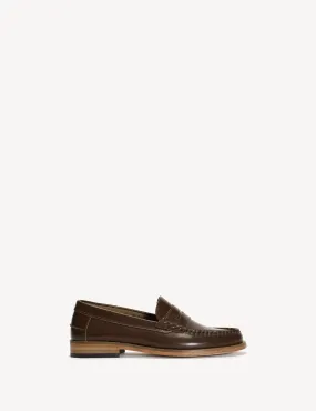 Moccasin Penny Loafer In Brown Polido Leather