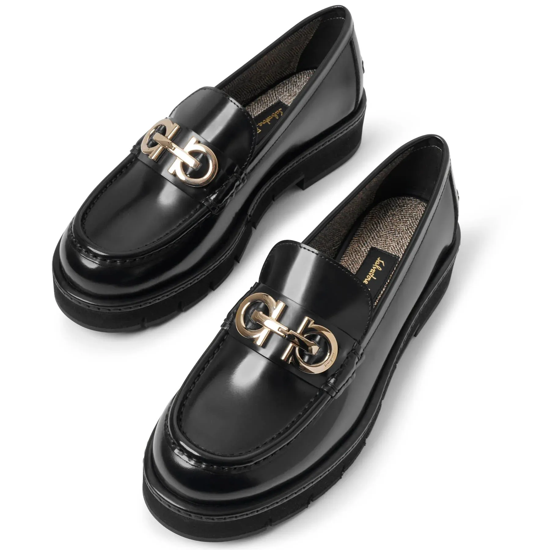 Ofelia lug black moccasin loafers