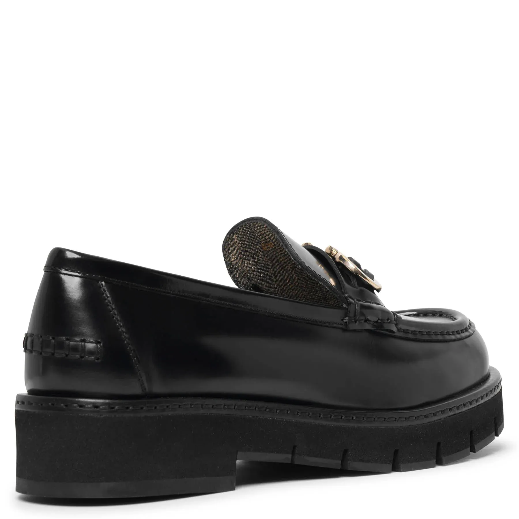 Ofelia lug black moccasin loafers
