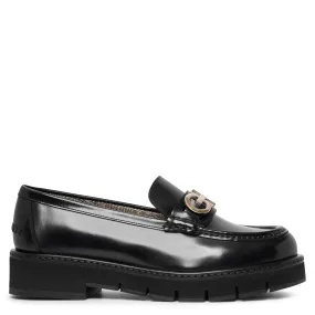 Ofelia lug black moccasin loafers