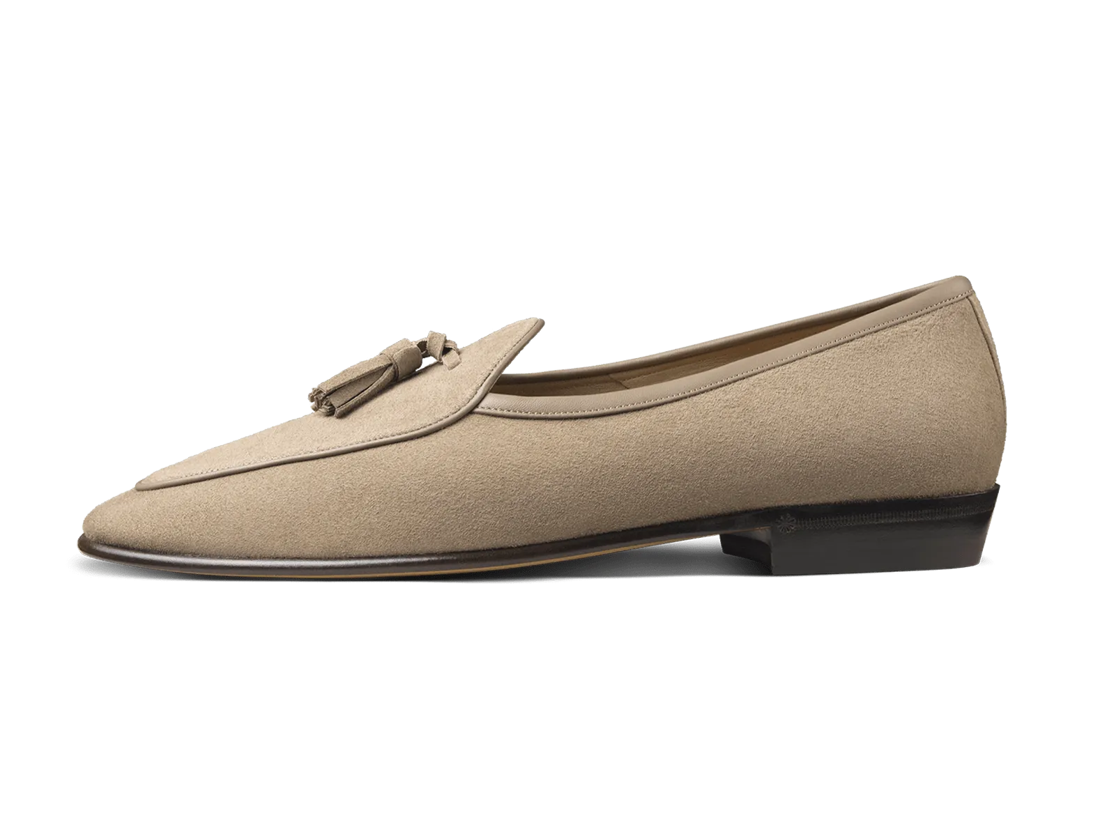 Sagan Classic Tassel Loafers in Greige Asteria Suede