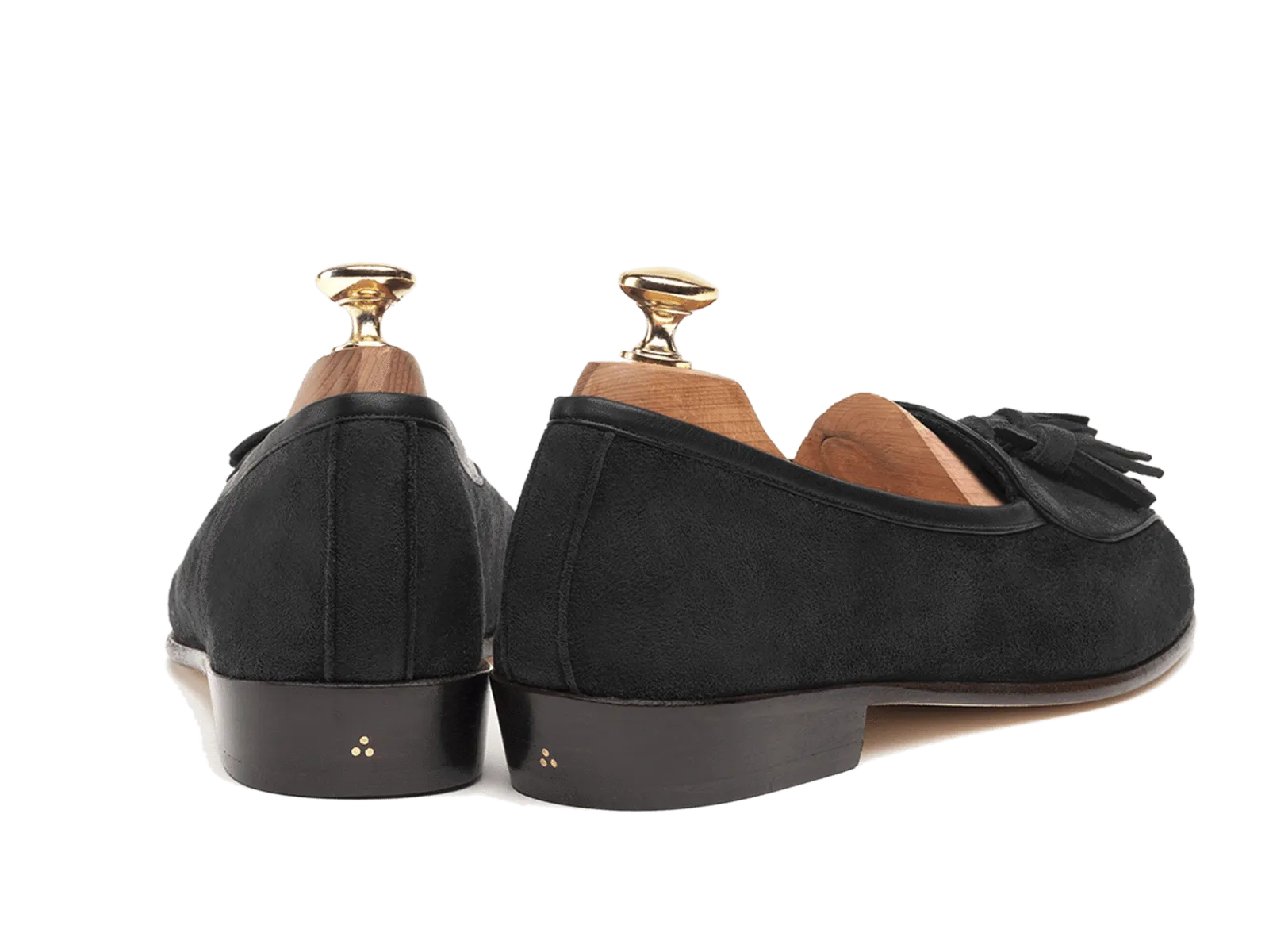 Sagan Classic Tassel Loafers in Obsidian Black Asteria Suede with Leather Sole