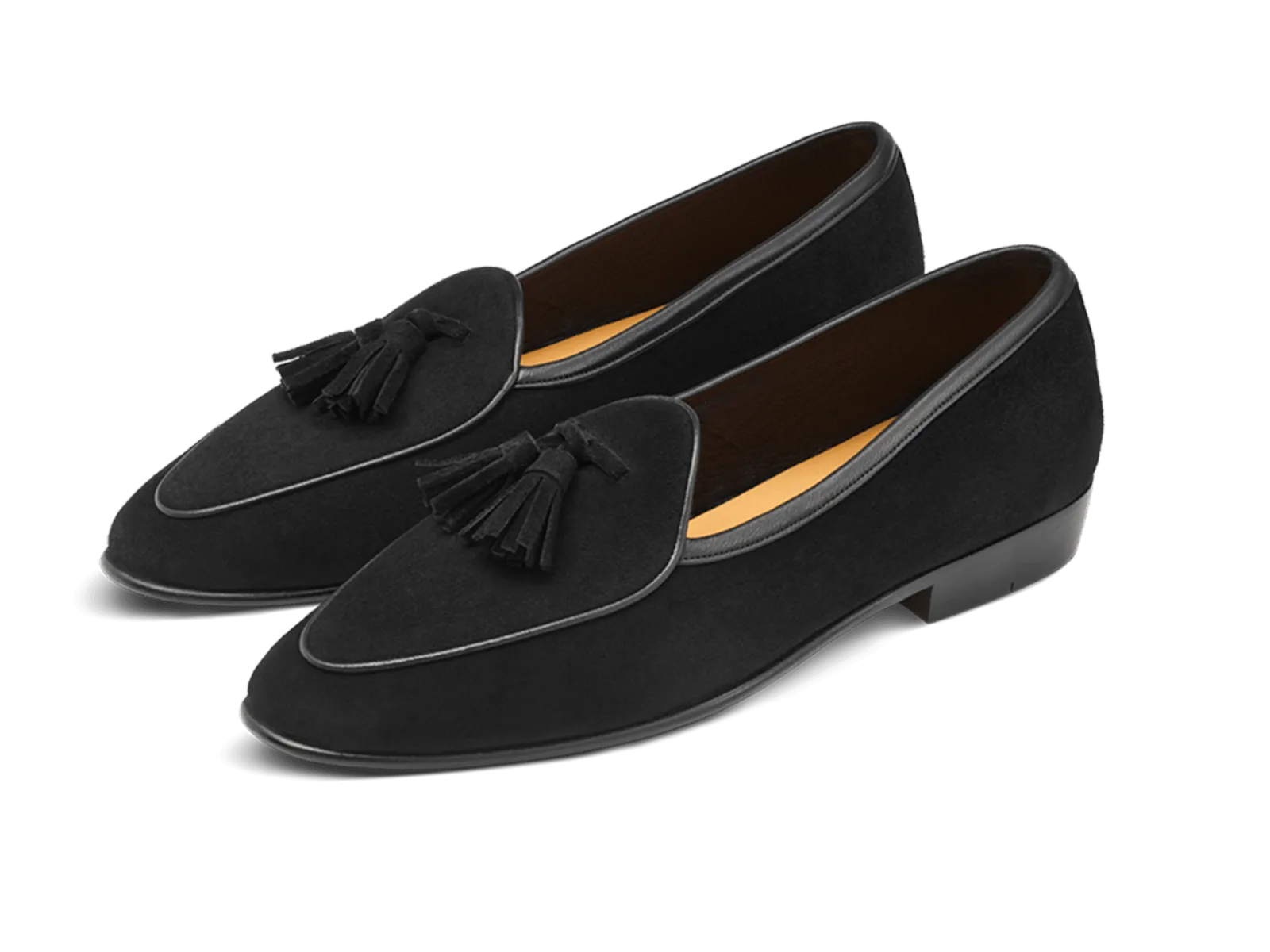 Sagan Classic Tassel Loafers in Obsidian Black Asteria Suede with Leather Sole