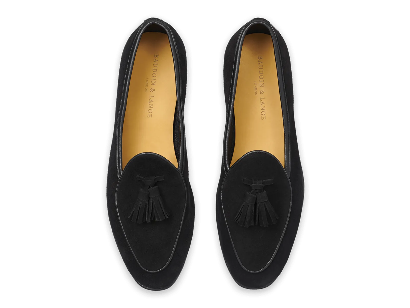 Sagan Classic Tassel Loafers in Obsidian Black Asteria Suede with Leather Sole