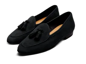 Sagan Classic Tassel Loafers in Obsidian Black Asteria Suede