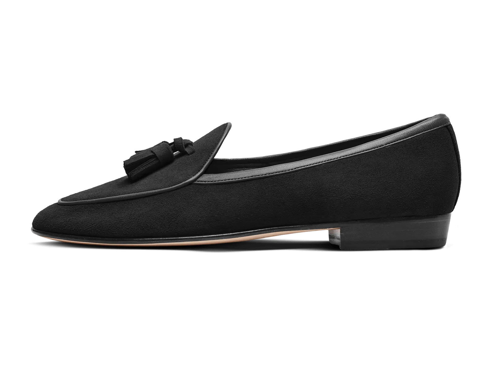 Sagan Classic Tassel Loafers in Obsidian Black Asteria Suede