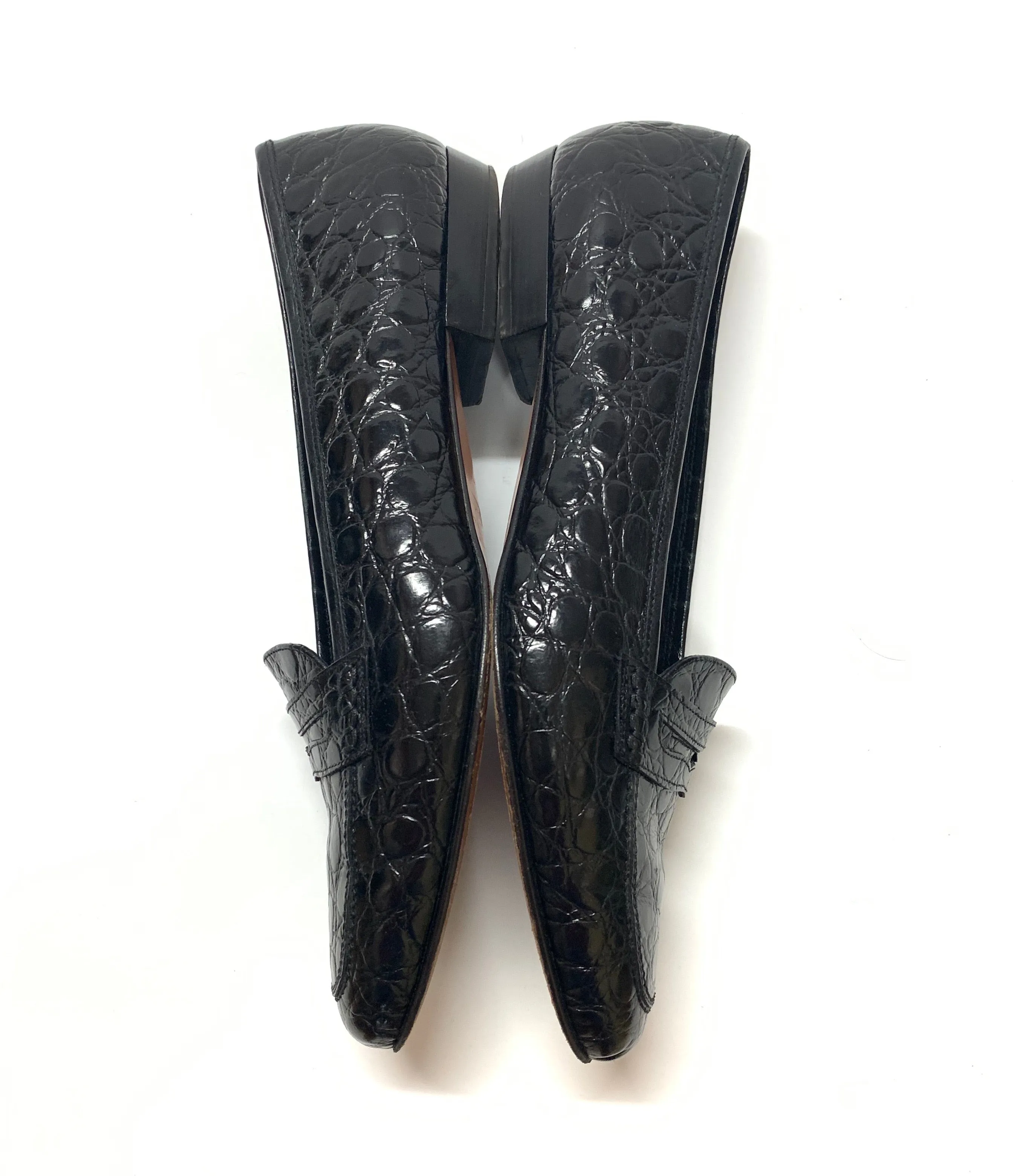 SALVATORE FERRAGAMO CROCODILE PENNY LOAFERS SIZE 8.5 2B