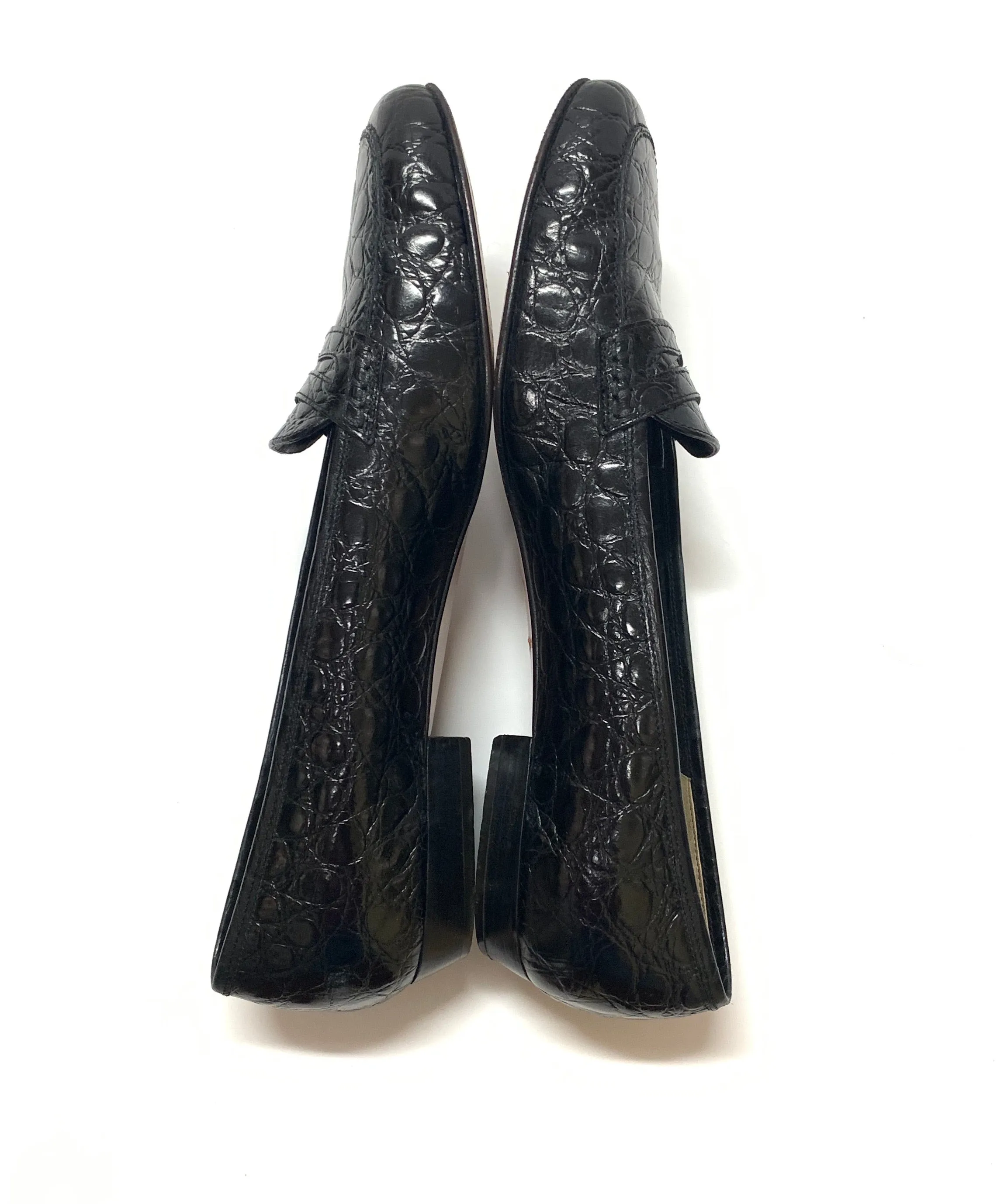 SALVATORE FERRAGAMO CROCODILE PENNY LOAFERS SIZE 8.5 2B