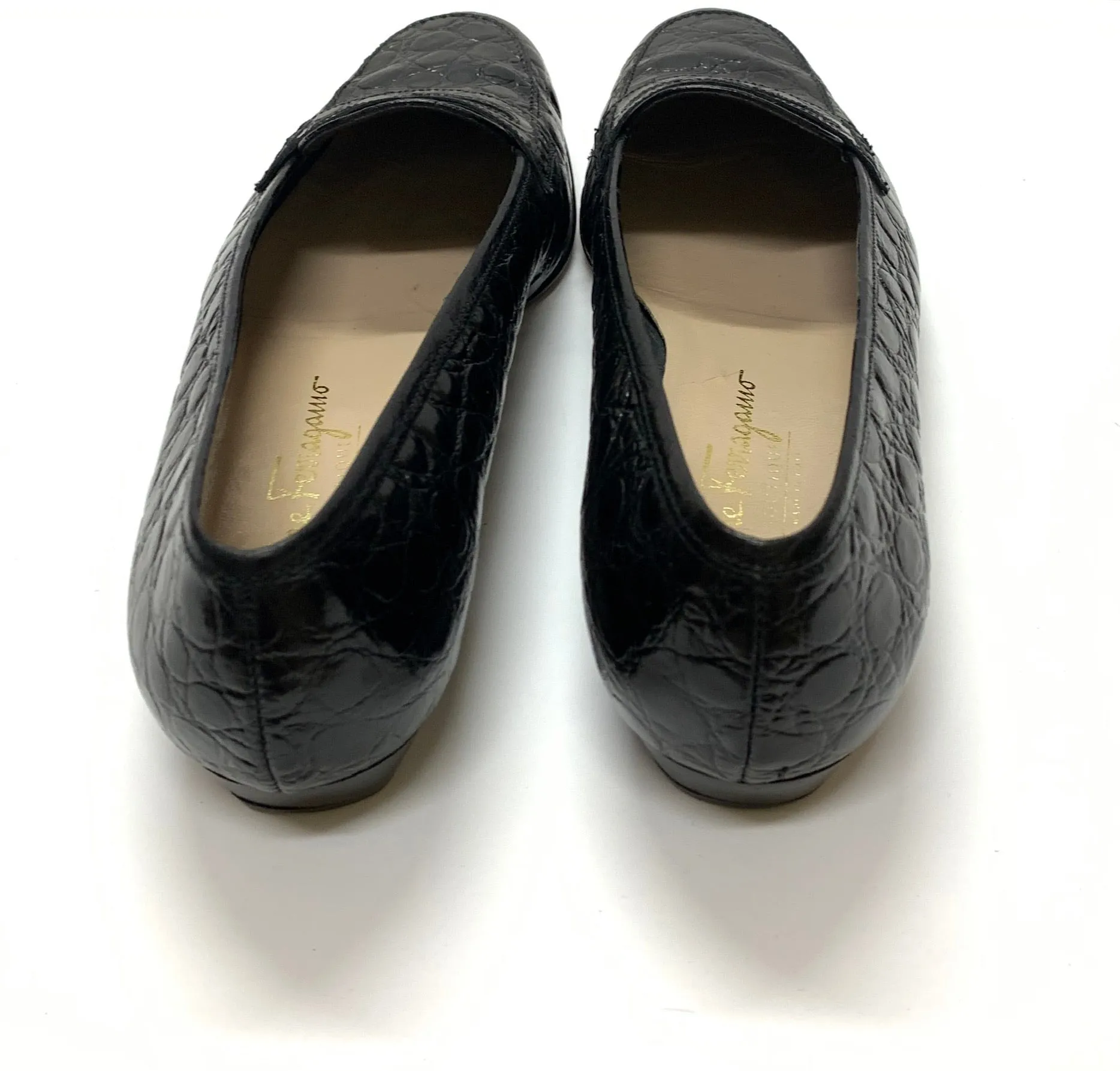 SALVATORE FERRAGAMO CROCODILE PENNY LOAFERS SIZE 8.5 2B