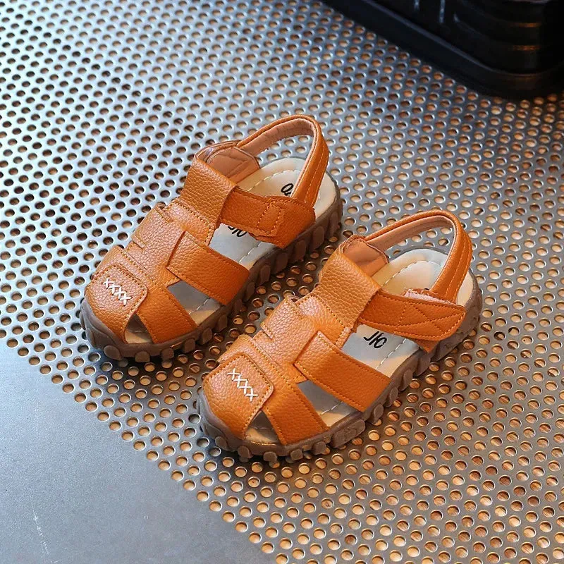 Size 21-36 Children Shoes Closed Toe Toddler Boys Sandals Leather Breathable Beach sandalia infantil Kids Sandals Summer
