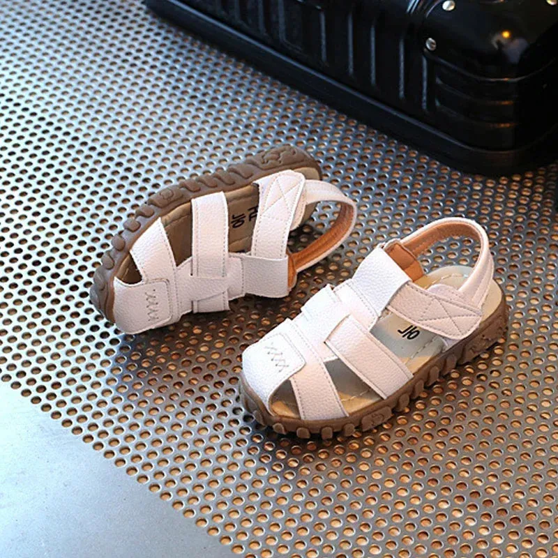 Size 21-36 Children Shoes Closed Toe Toddler Boys Sandals Leather Breathable Beach sandalia infantil Kids Sandals Summer