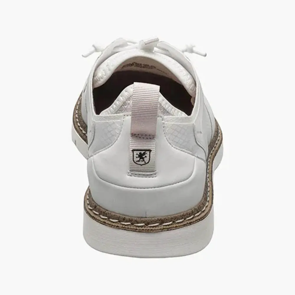 Stacy Adams SYNCHRO White Plain Toe Elastic Lace Up Boat Shoes