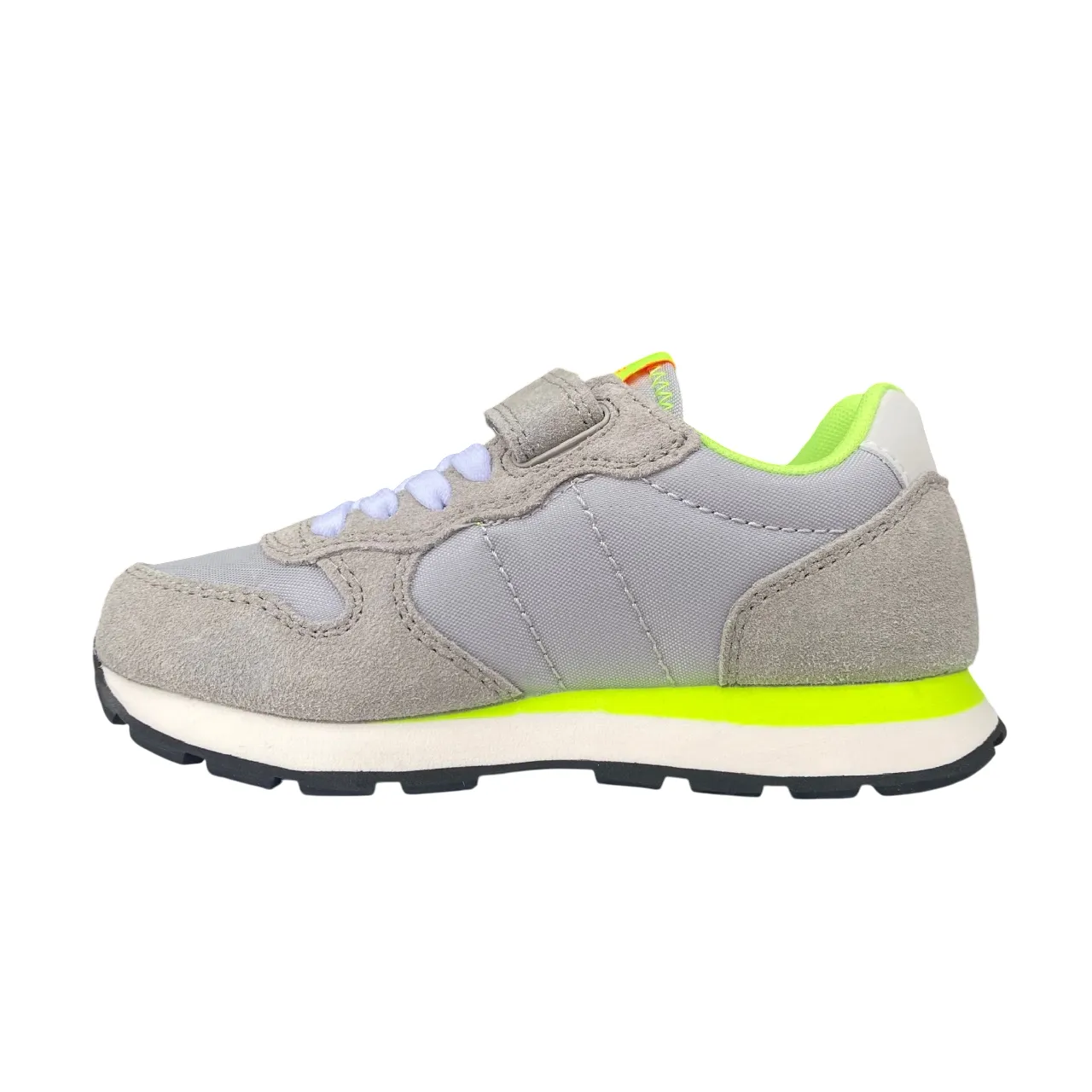 Sun68 scarpa sneakers da bambino con strappo e laccio elastico Tom Fluo Z35302K 06 grigio chiaro