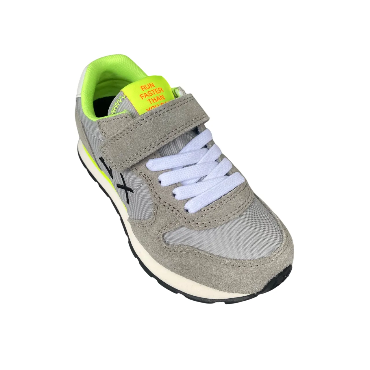 Sun68 scarpa sneakers da bambino con strappo e laccio elastico Tom Fluo Z35302K 06 grigio chiaro