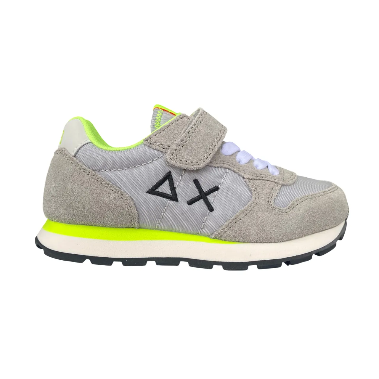 Sun68 scarpa sneakers da bambino con strappo e laccio elastico Tom Fluo Z35302K 06 grigio chiaro