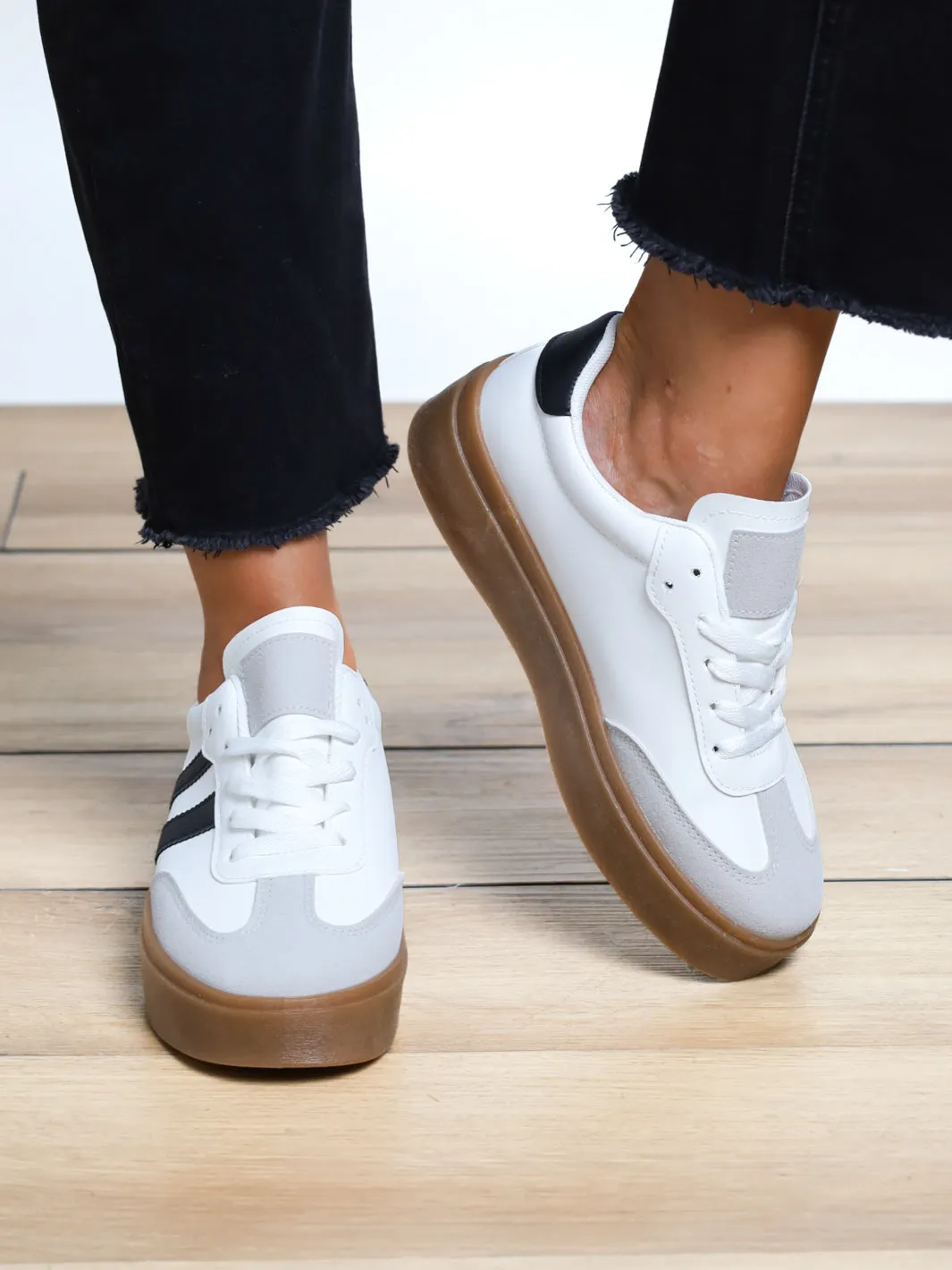 Timeless Elegance Stripe Platform Sneakers