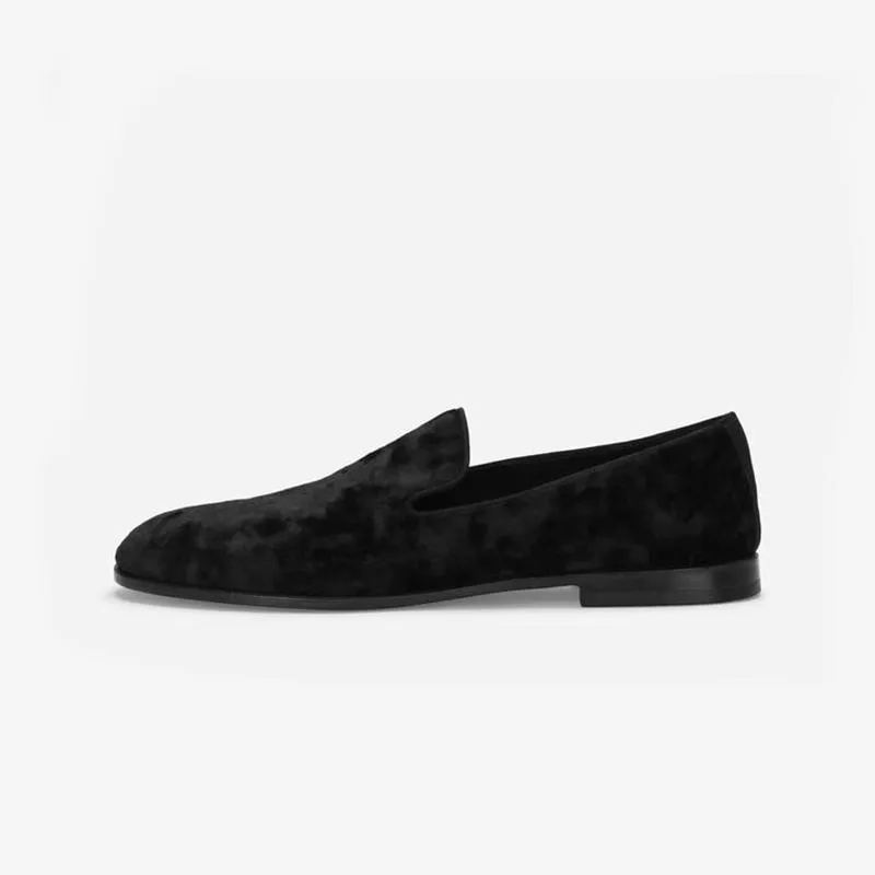 Velvet Flat Loafers Round-toe Slip-on