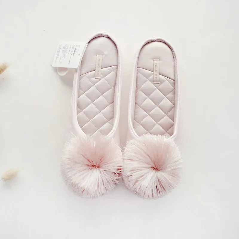 Women Satin Furry Slippers