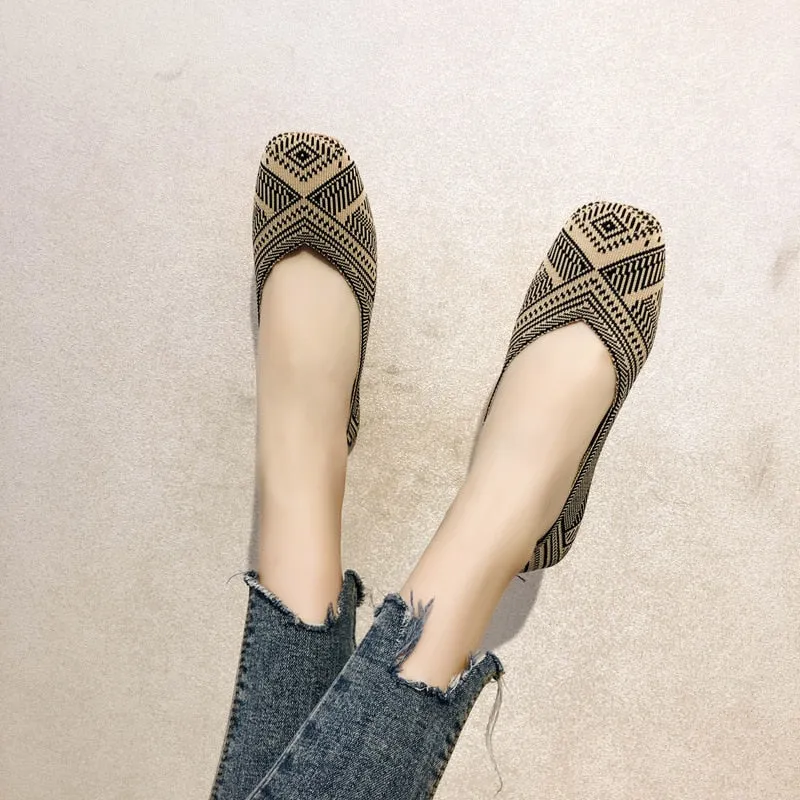 Women's Flats Mesh Ballet Square Toe Slip-On Loafers Breathable Flats