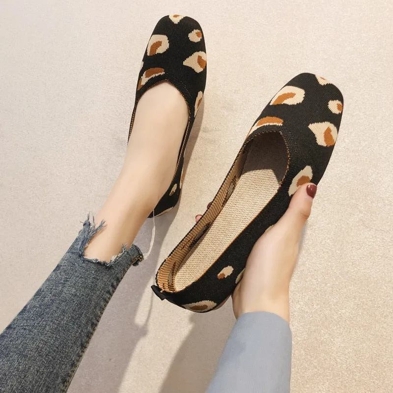 Women's Flats Mesh Ballet Square Toe Slip-On Loafers Breathable Flats