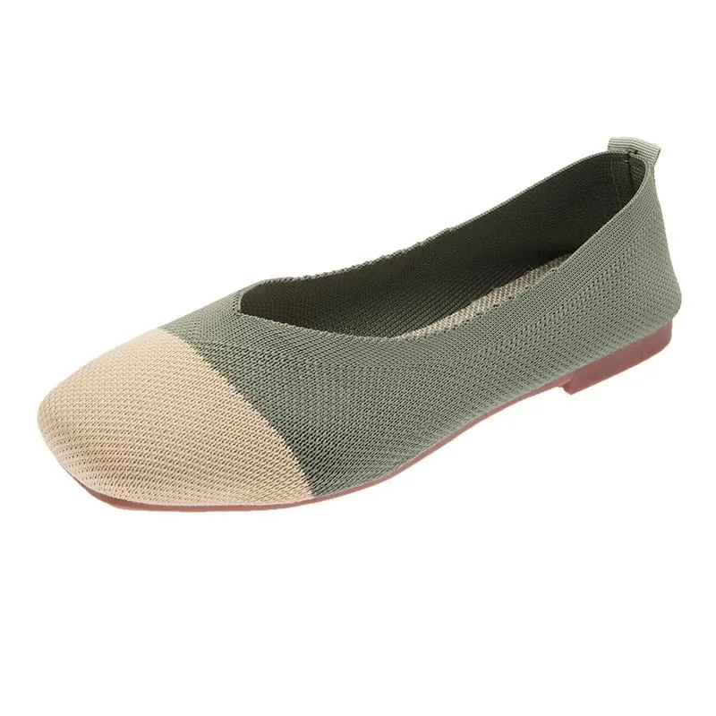 Women's Flats Mesh Ballet Square Toe Slip-On Loafers Breathable Flats