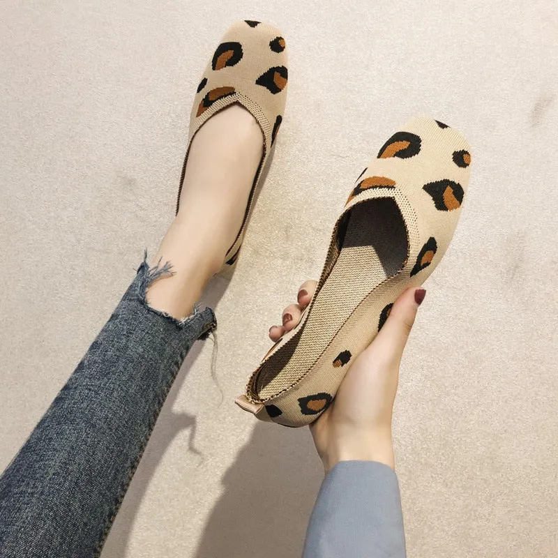 Women's Flats Mesh Ballet Square Toe Slip-On Loafers Breathable Flats