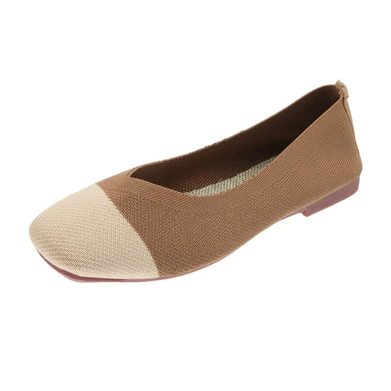 Women's Flats Mesh Ballet Square Toe Slip-On Loafers Breathable Flats