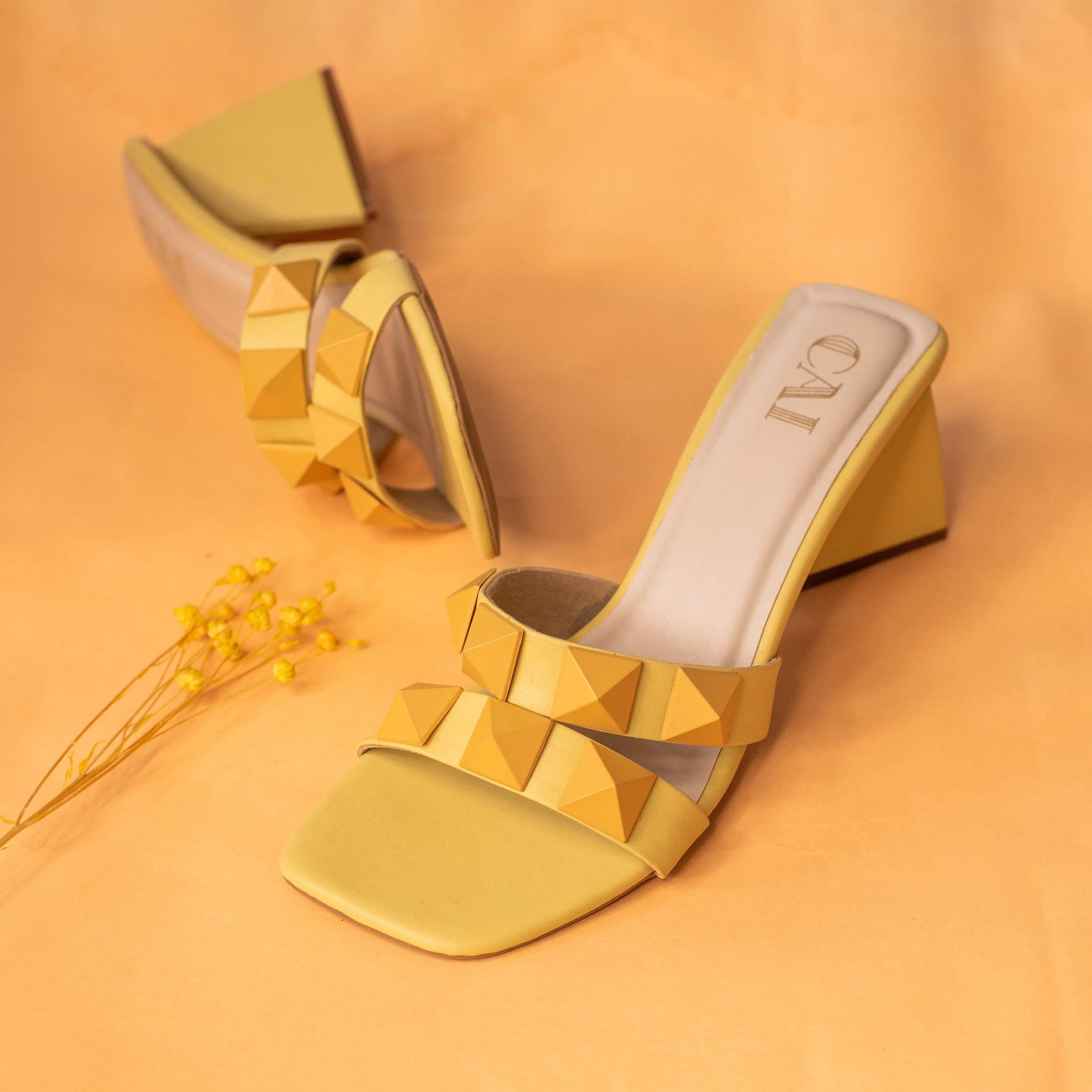 Yellow Studded Heels